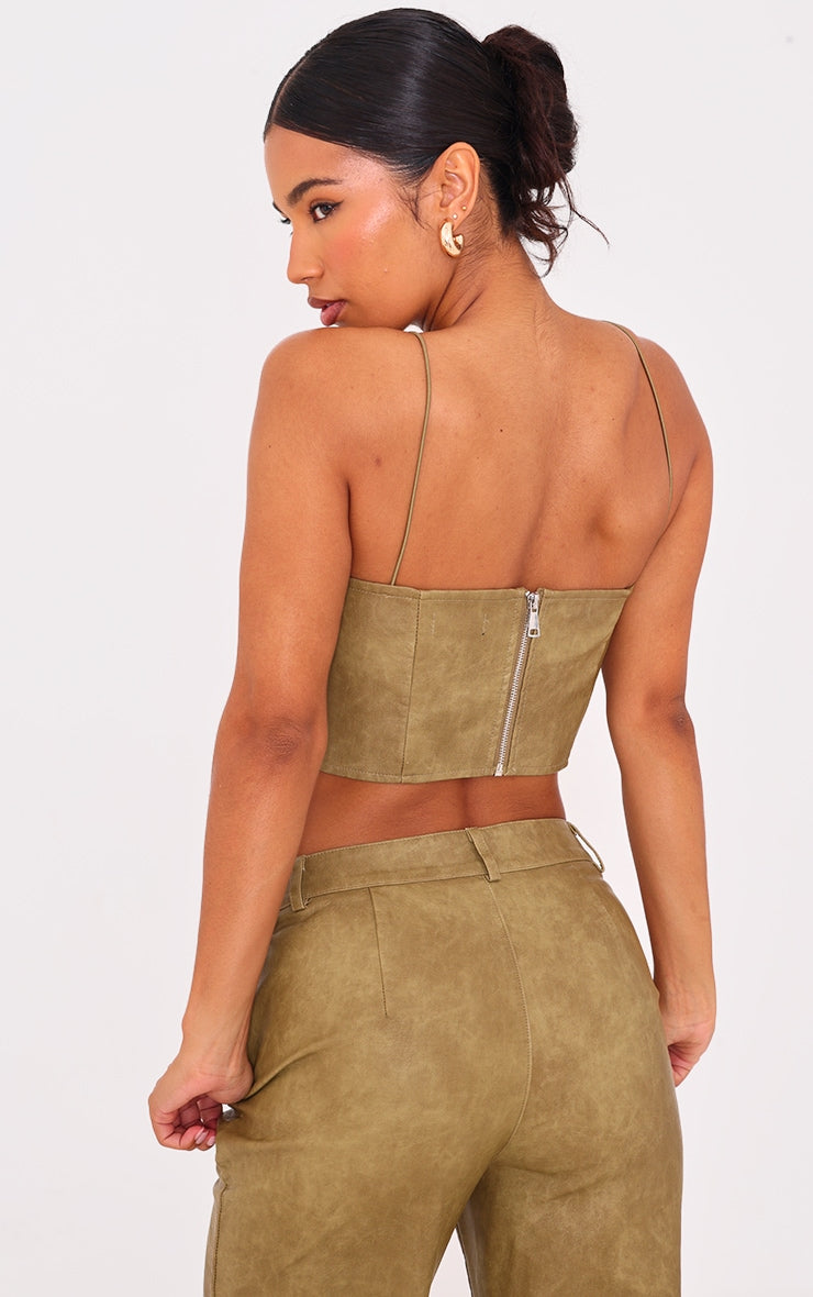 Top Cuero Verde Oliva Mi tienda