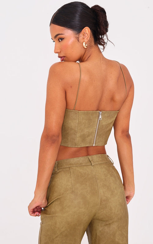 Top Cuero Verde Oliva Mi tienda