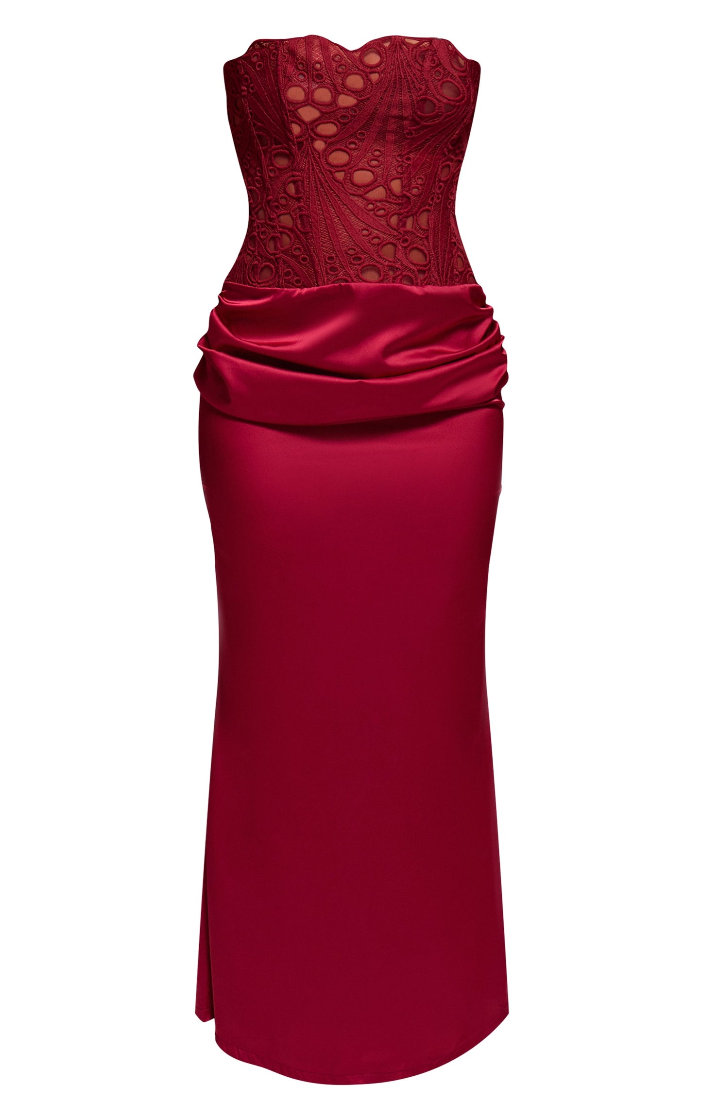 Vestido Maxi Corset Satinado Burdeo Mi tienda