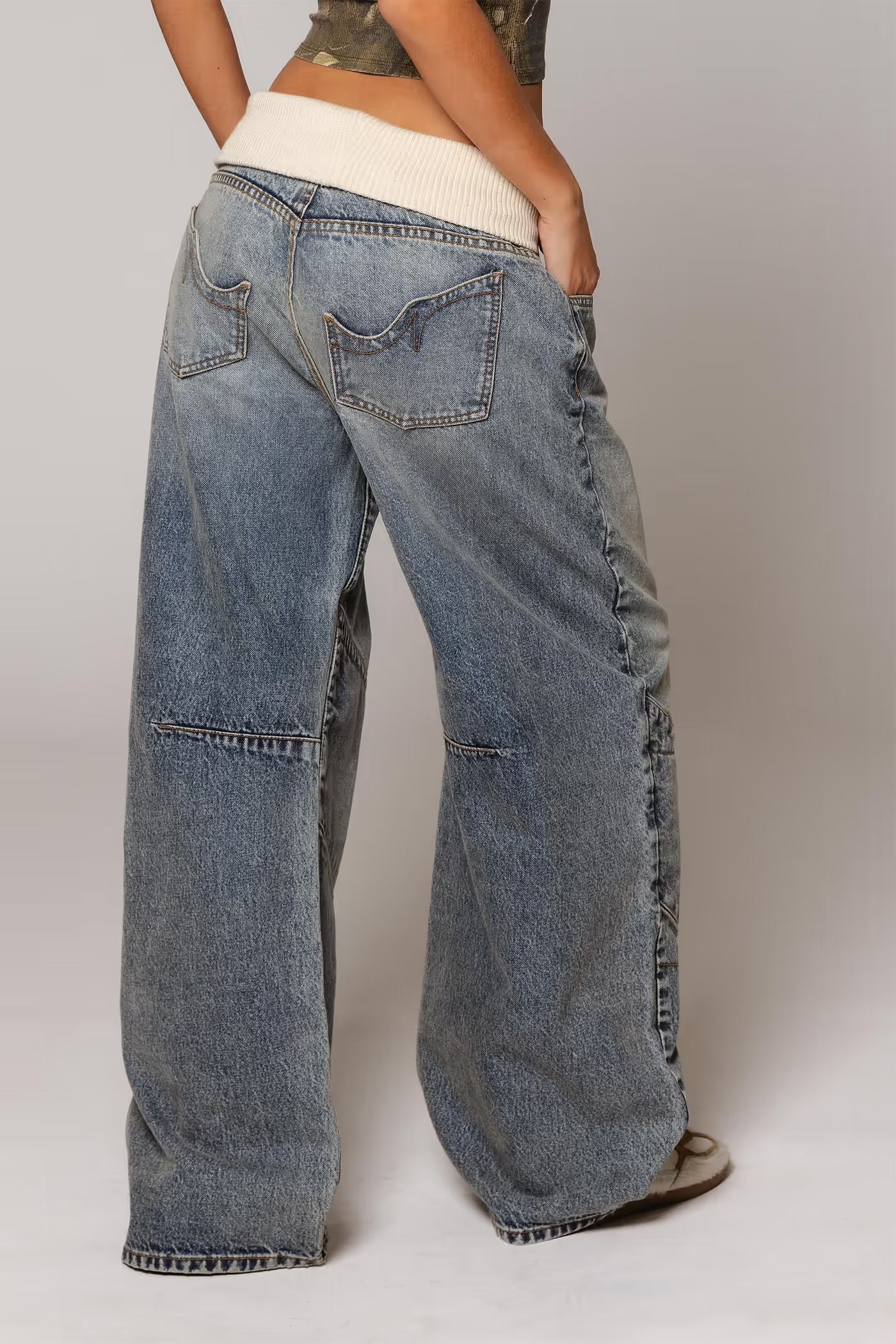 JEANS ANCHOS PRETINA BLANCA Mi tienda