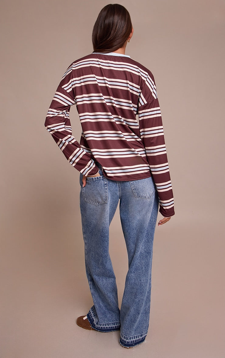 Top Manga Larga Rayas Café Mi tienda