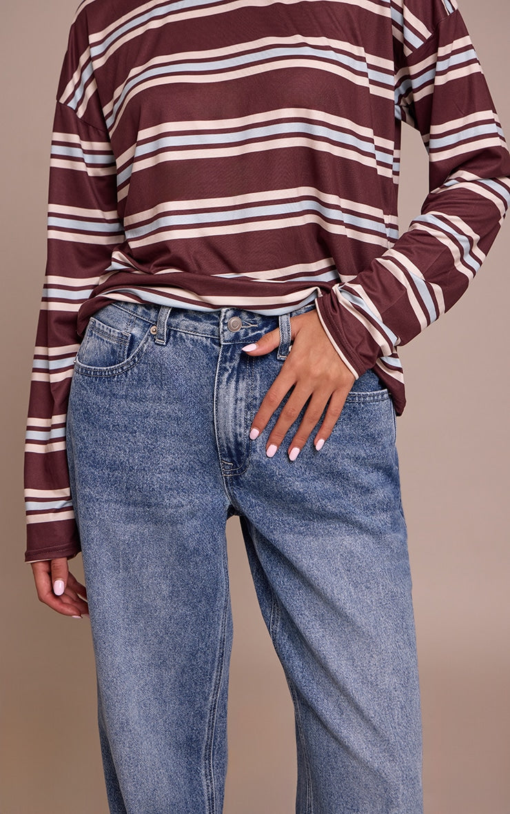 Top Manga Larga Rayas Café Mi tienda