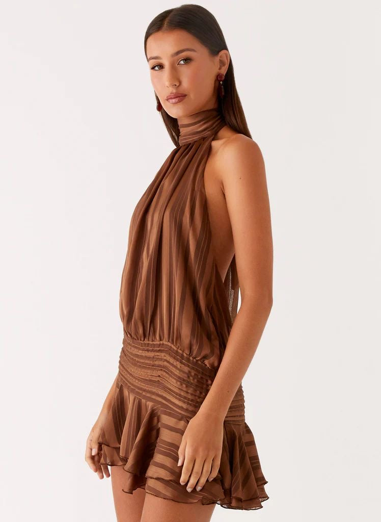 Vestido Mini Cuello Café Mi tienda