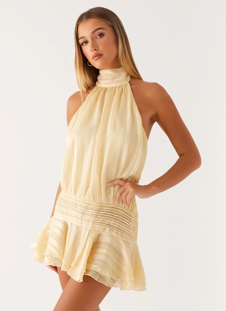 Vestido Mini Cuello Amarillo Mi tienda