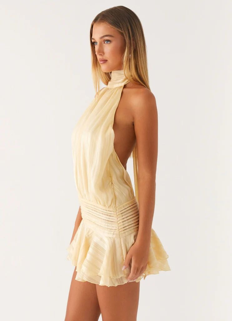 Vestido Mini Cuello Amarillo Mi tienda