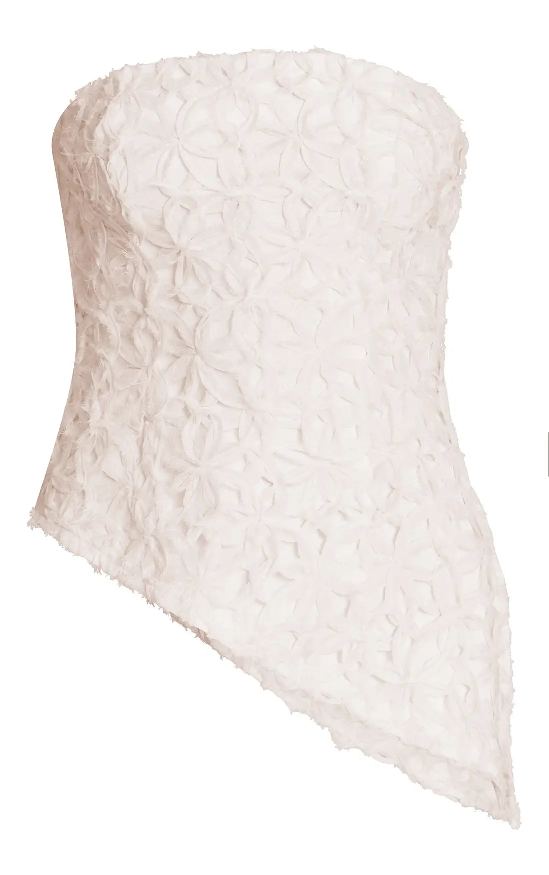 Top Bandeau Floral Asimétrico Color Crema VELT