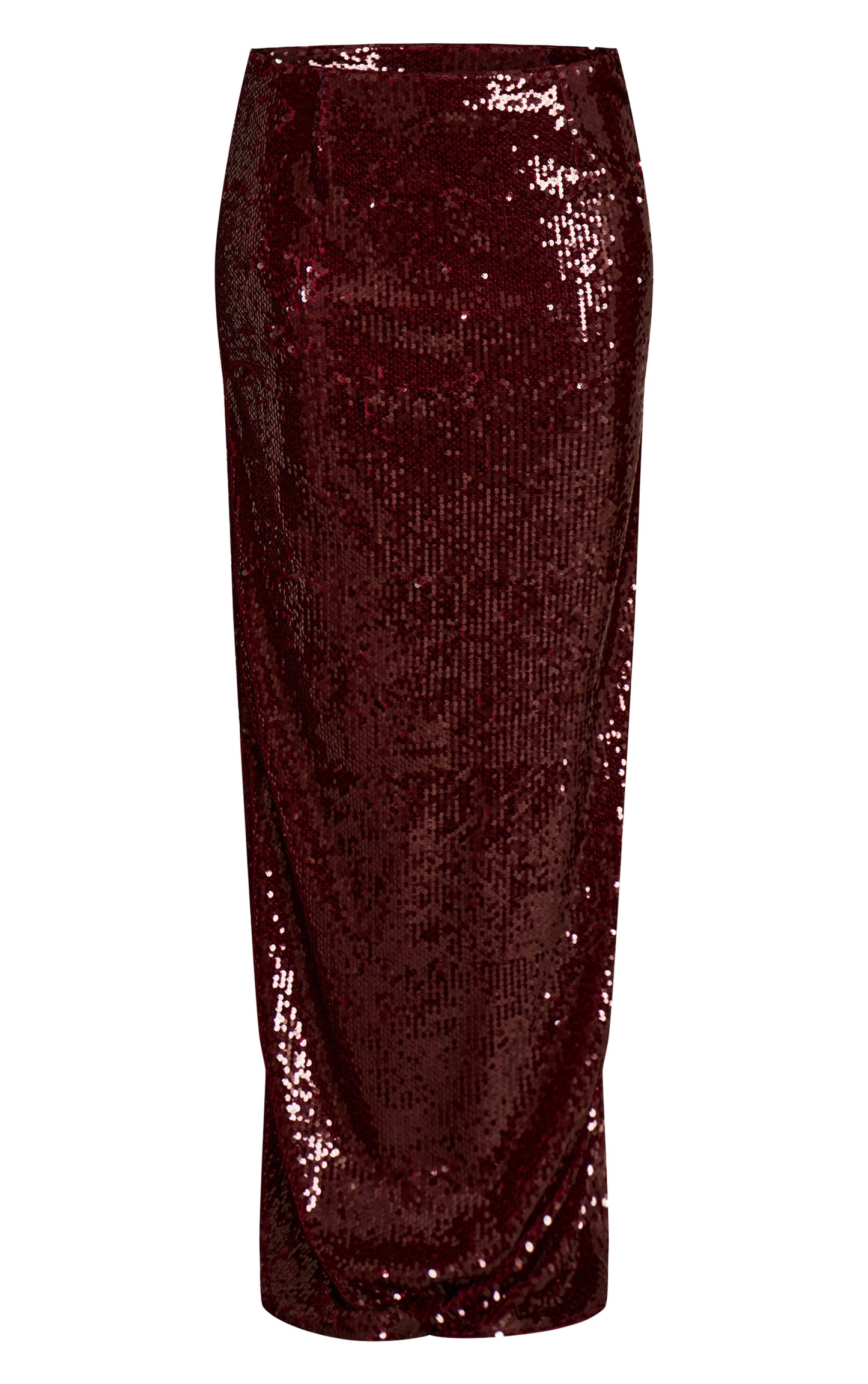 Falda Maxi Burdeo con Lentejuelas