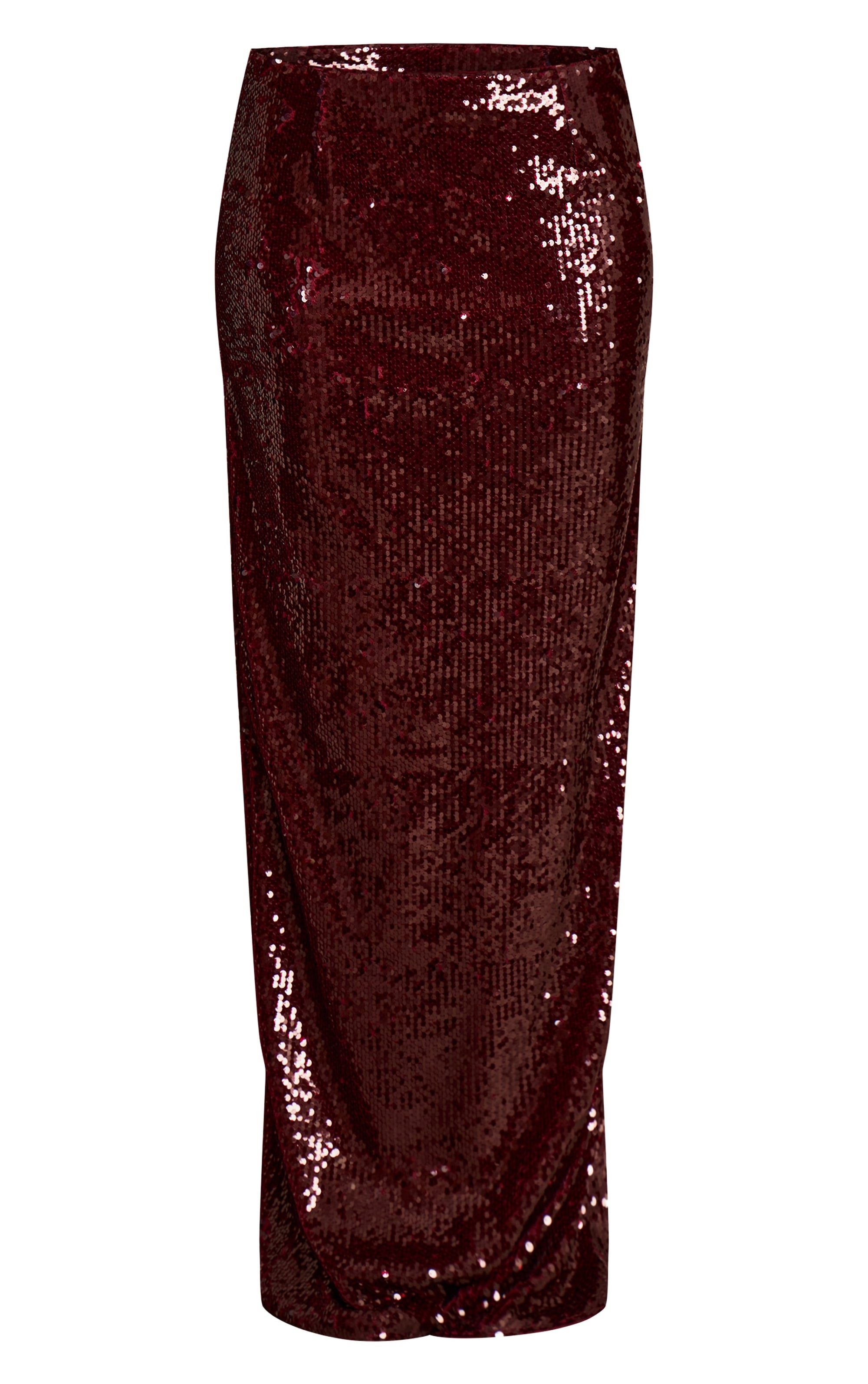 Falda Maxi Burdeo con Lentejuelas