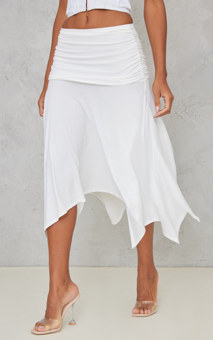 Falda Midi Blanca Asimétrica