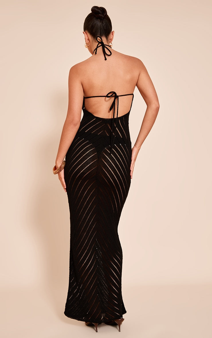 Vestido Tejido Espiga Negro