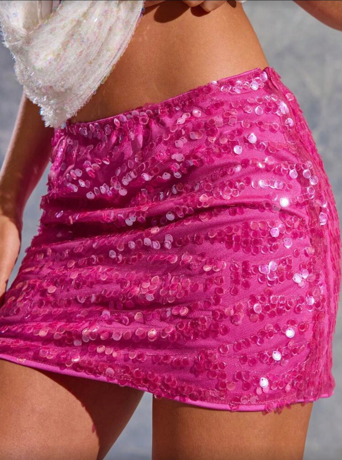 Falda Mini Fucsia con Lentejuelas Mi tienda