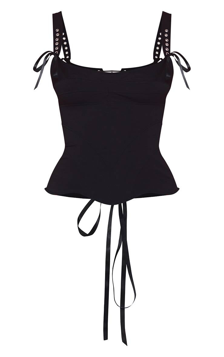 Top Negro Corset Cordones VELT