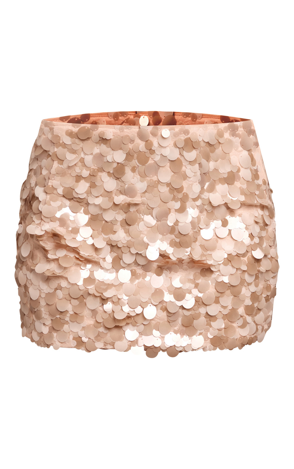 Falda Mini de Lentejuelas Beige