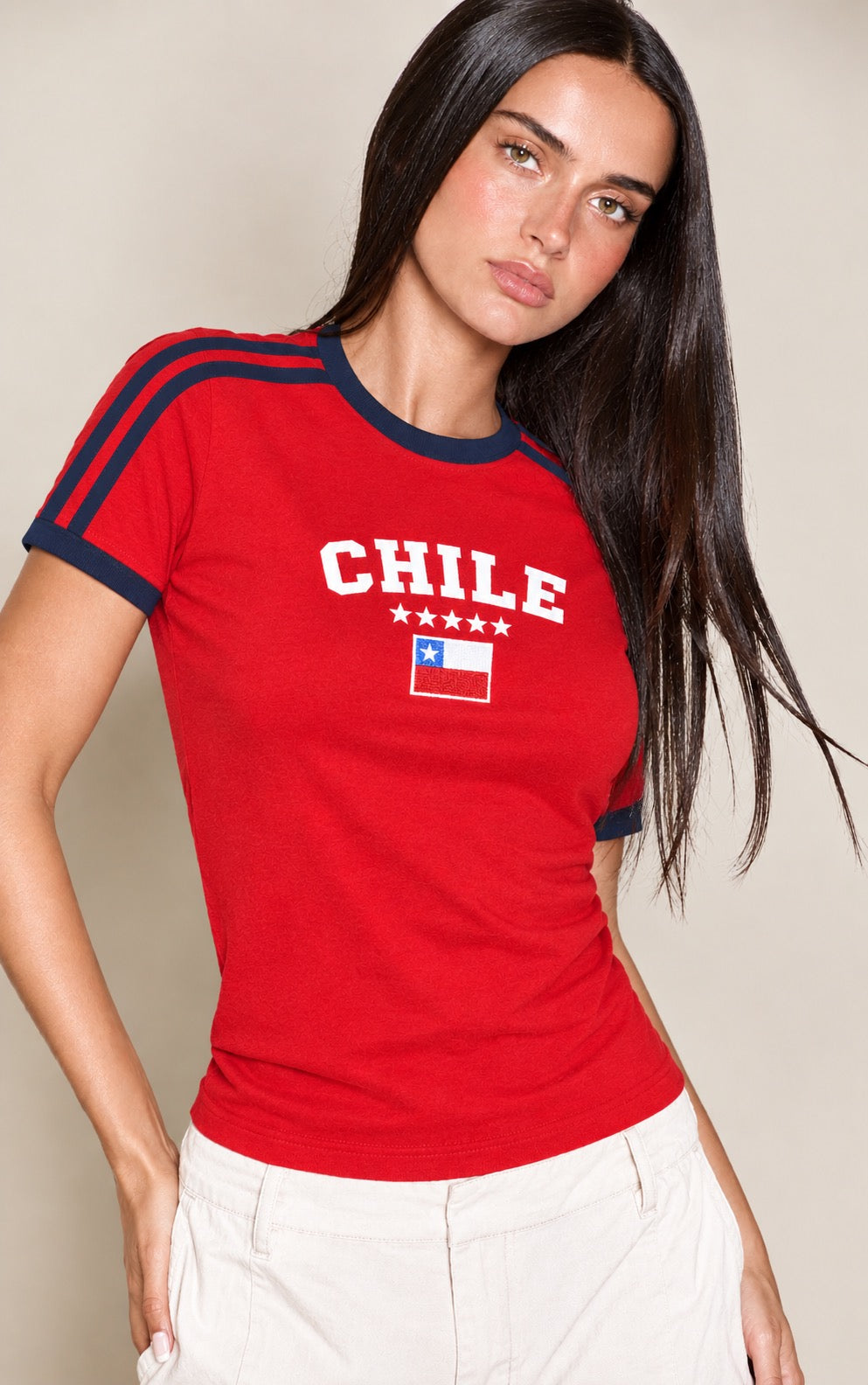 Polera Chile Mujer Roja Azul Marino 🇨🇱 VELT