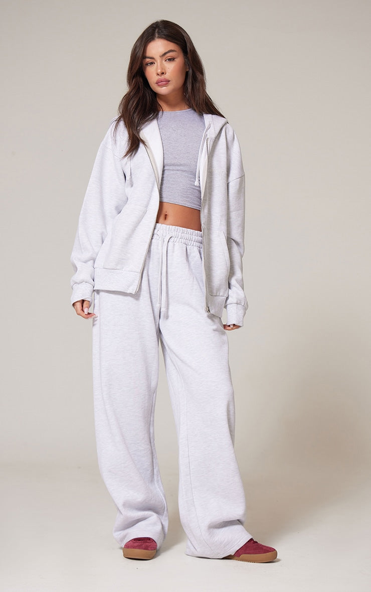 Conjunto Polerón Cierre & Pantalón Recto Gris Mi tienda
