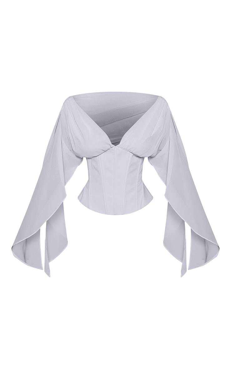 Corset Celeste de Chiffon con Mangas Drapeadas VELT