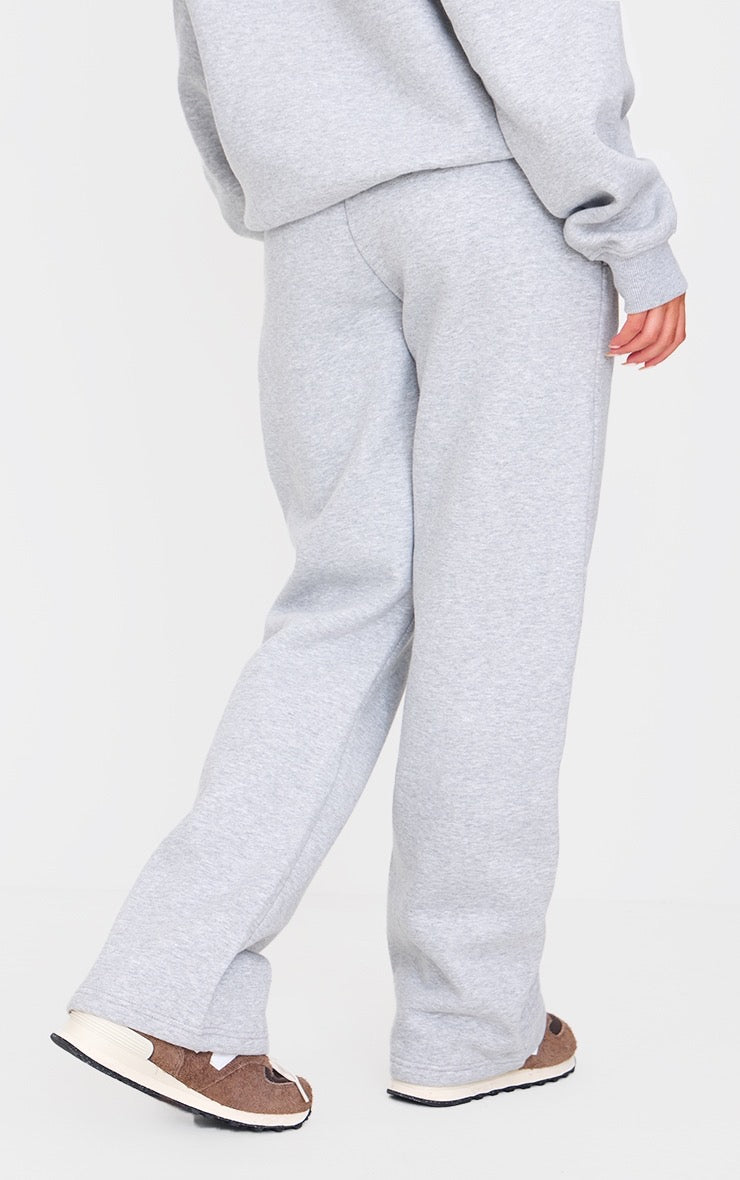 Pantalón Gris Buzo Mujer Corte Recto Algodón