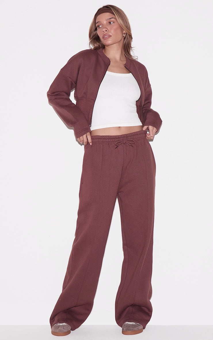Pantalón Buzo Recto Burdeo Algodón