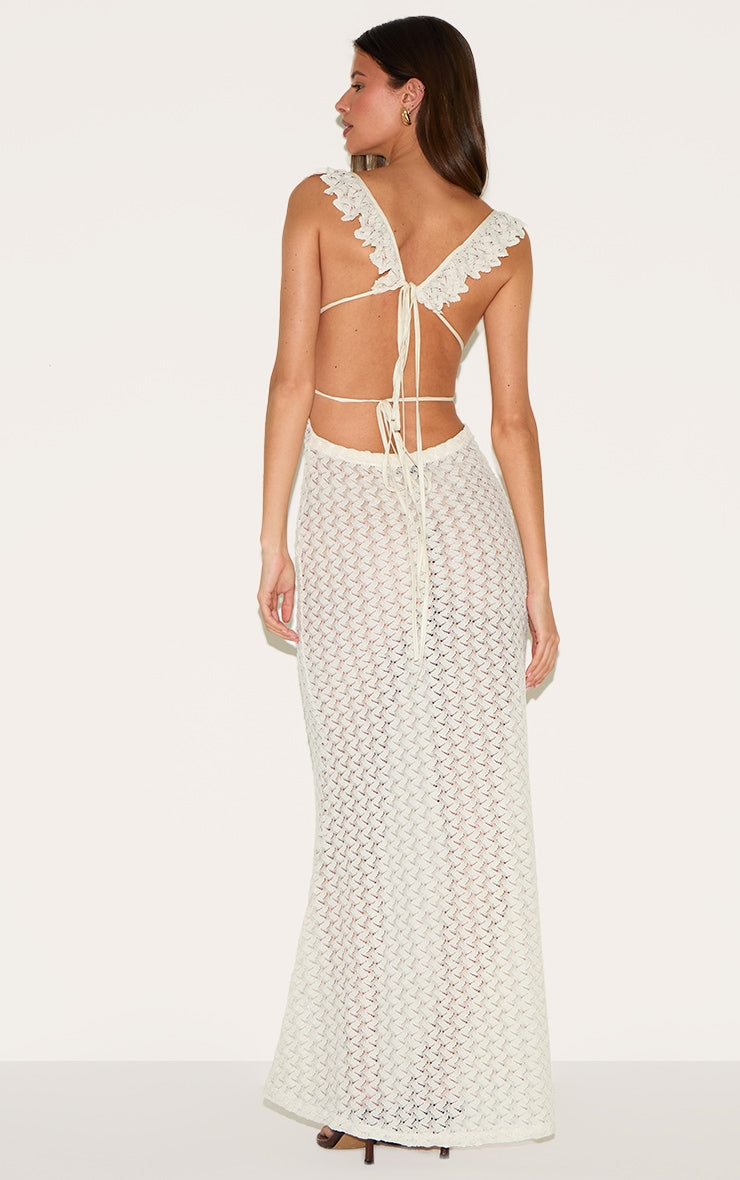 Vestido Encaje Maxi Blanco
