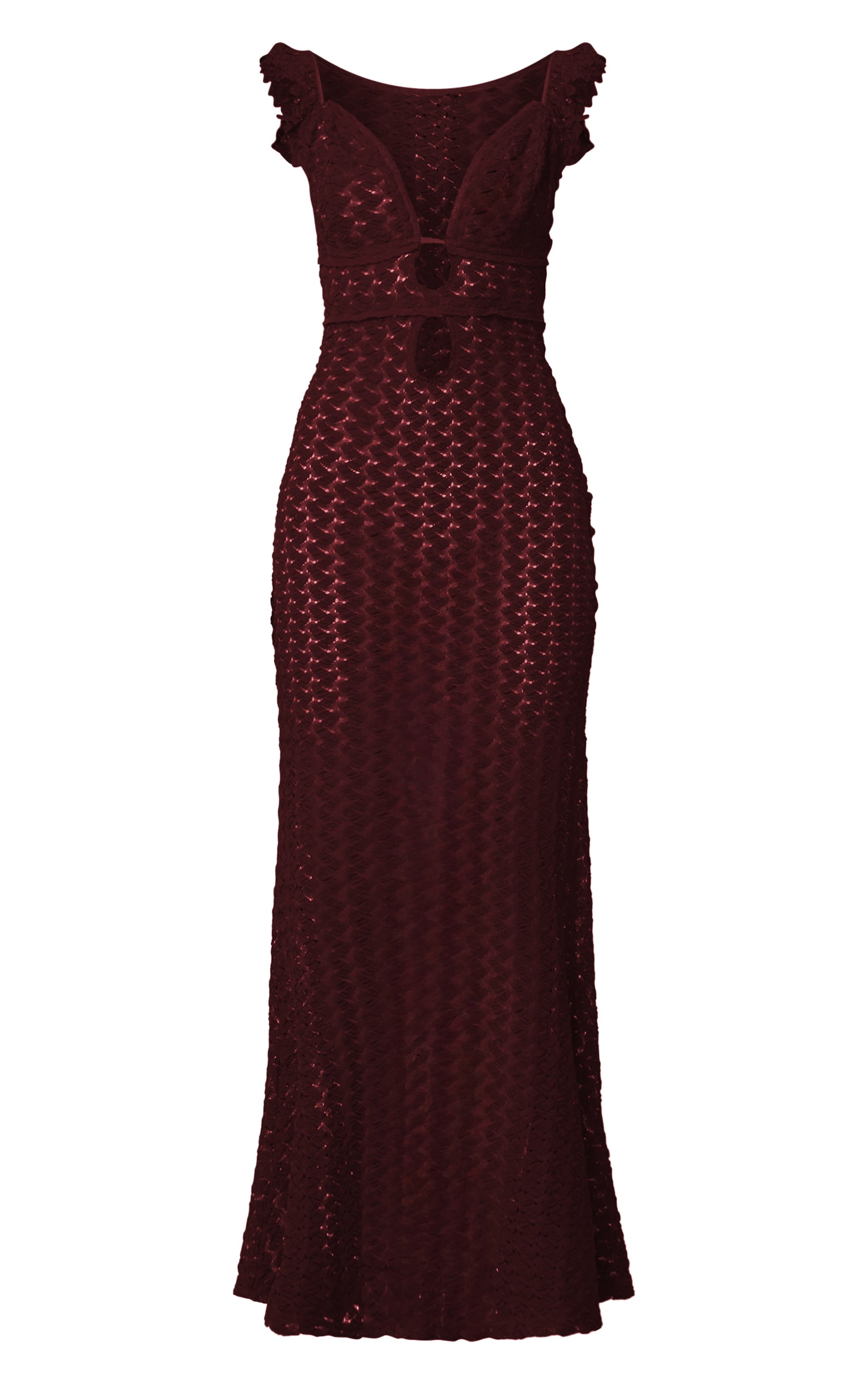 Vestido Encaje Maxi Burdeo