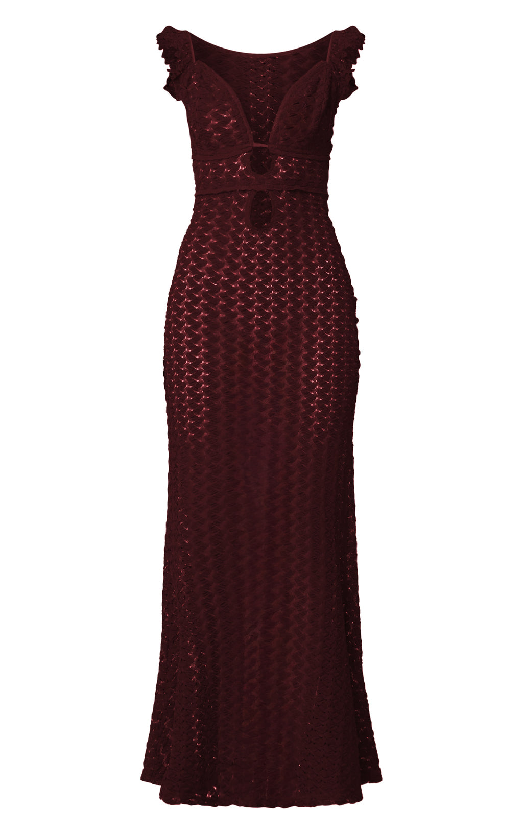 Vestido Encaje Maxi Burdeo