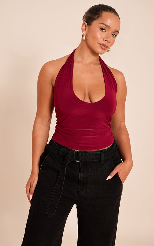 Top Halter Burdeo Mujer Mi tienda