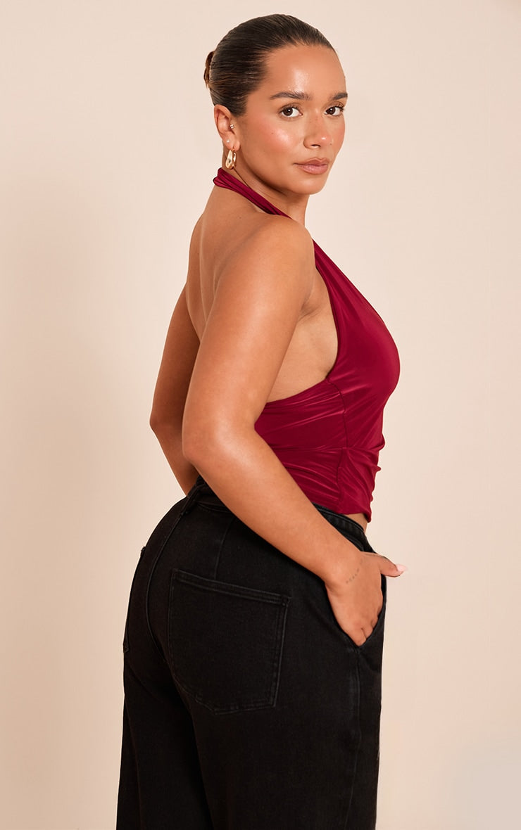 Top Halter Burdeo Mujer Mi tienda