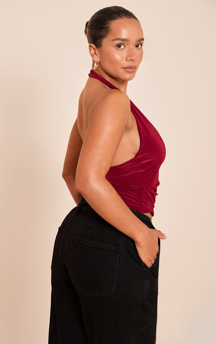 Top Halter Burdeo Mujer