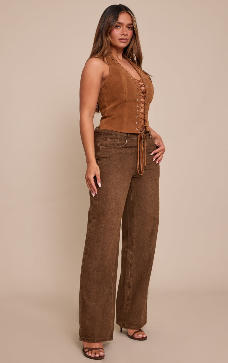 Corset Marrón Claro Gamuza Mi tienda