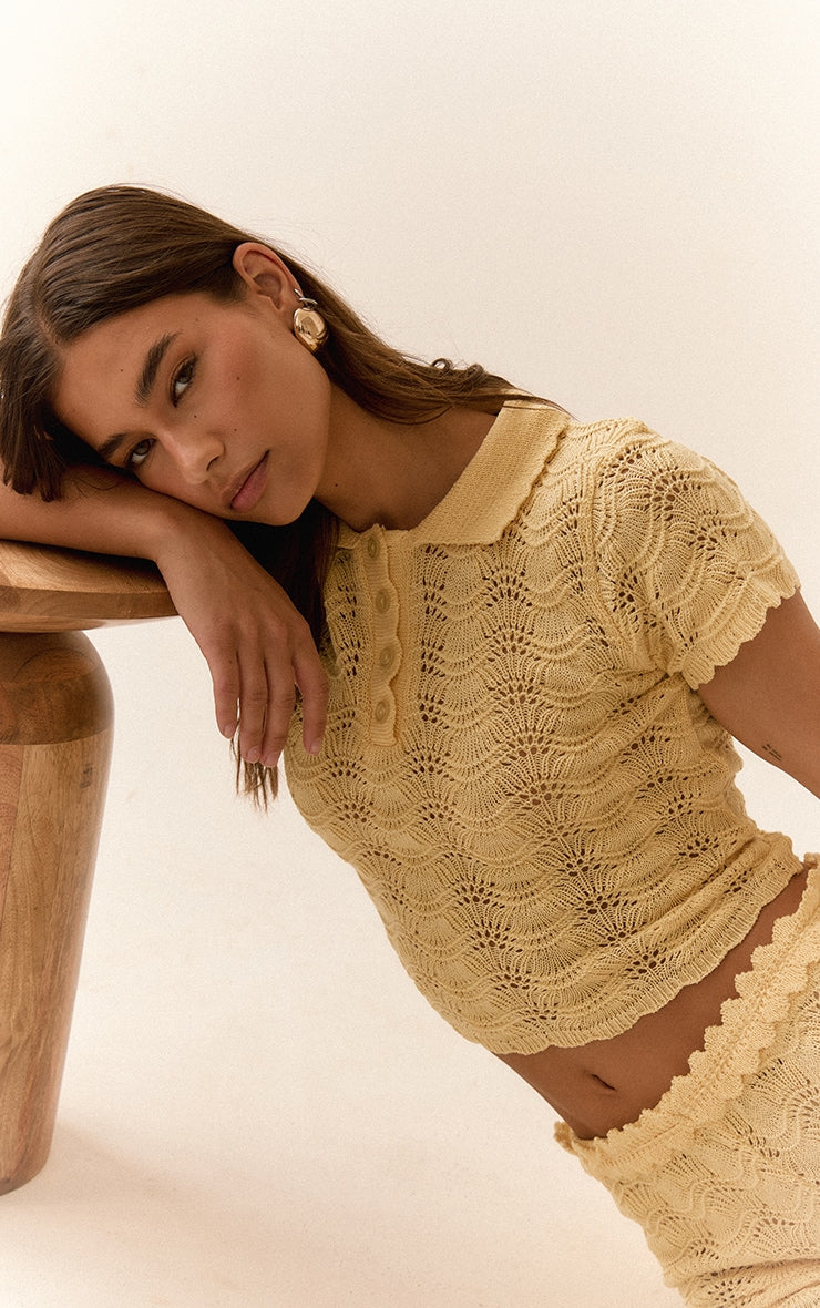 Top Polo Crochet Limón Mi tienda