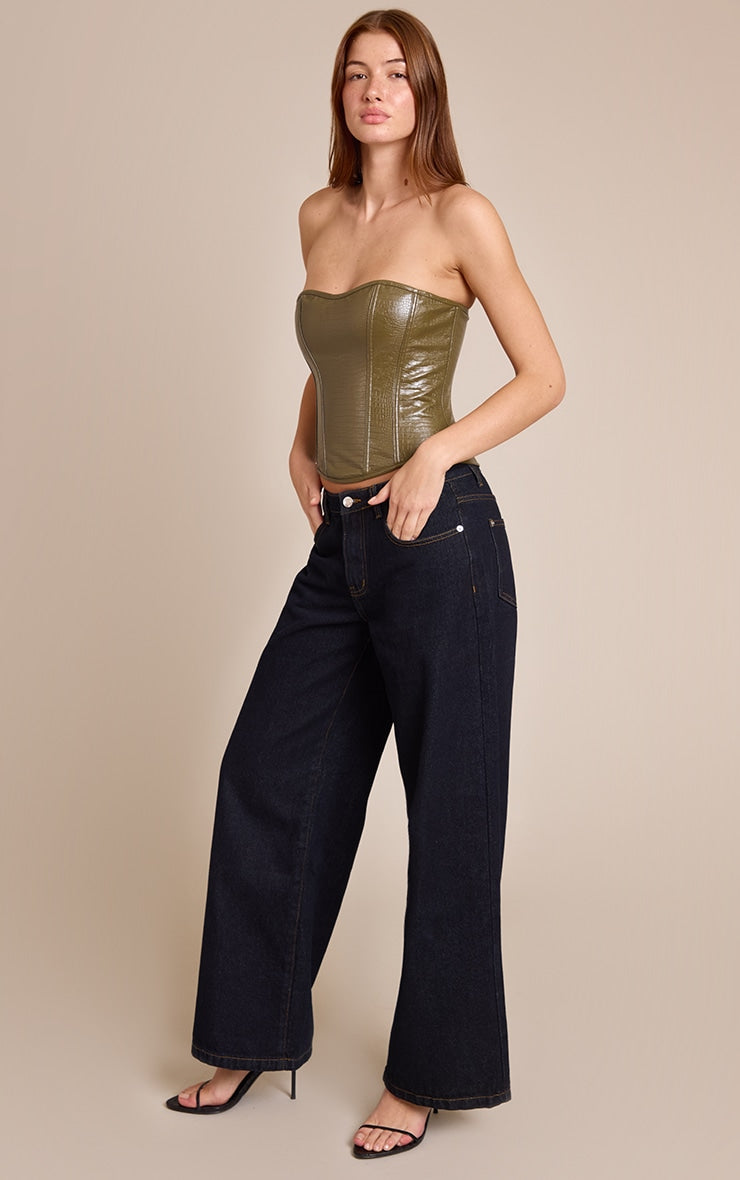 Corset Bandeau Cuero Oliva Mi tienda