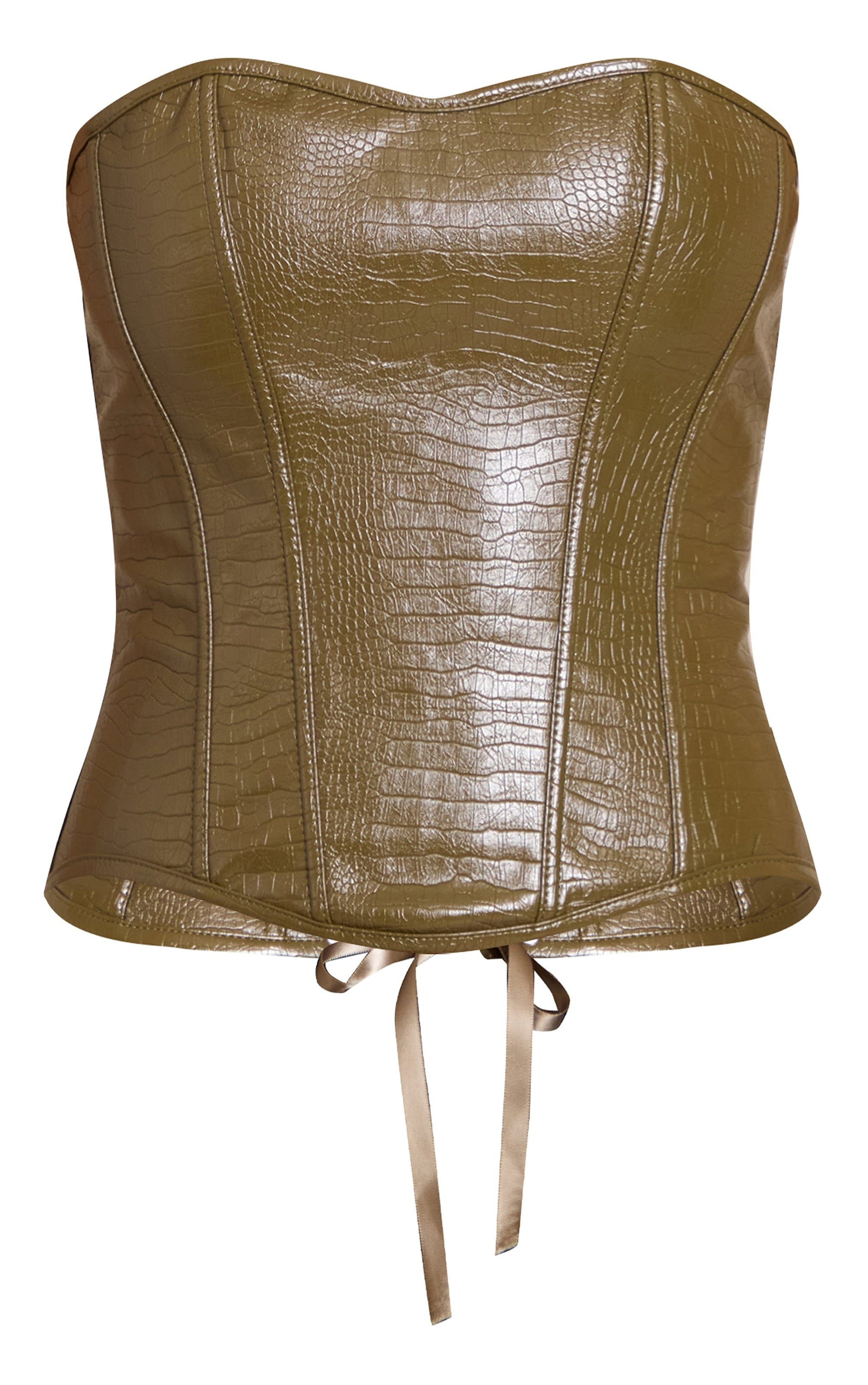 Corset Bandeau Cuero Oliva Mi tienda