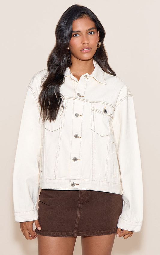 Chaqueta Mezclilla Beige Mi tienda