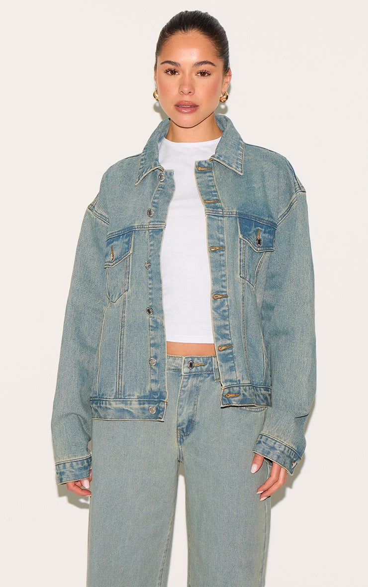 Chaqueta Mezclilla Desgastada Mi tienda