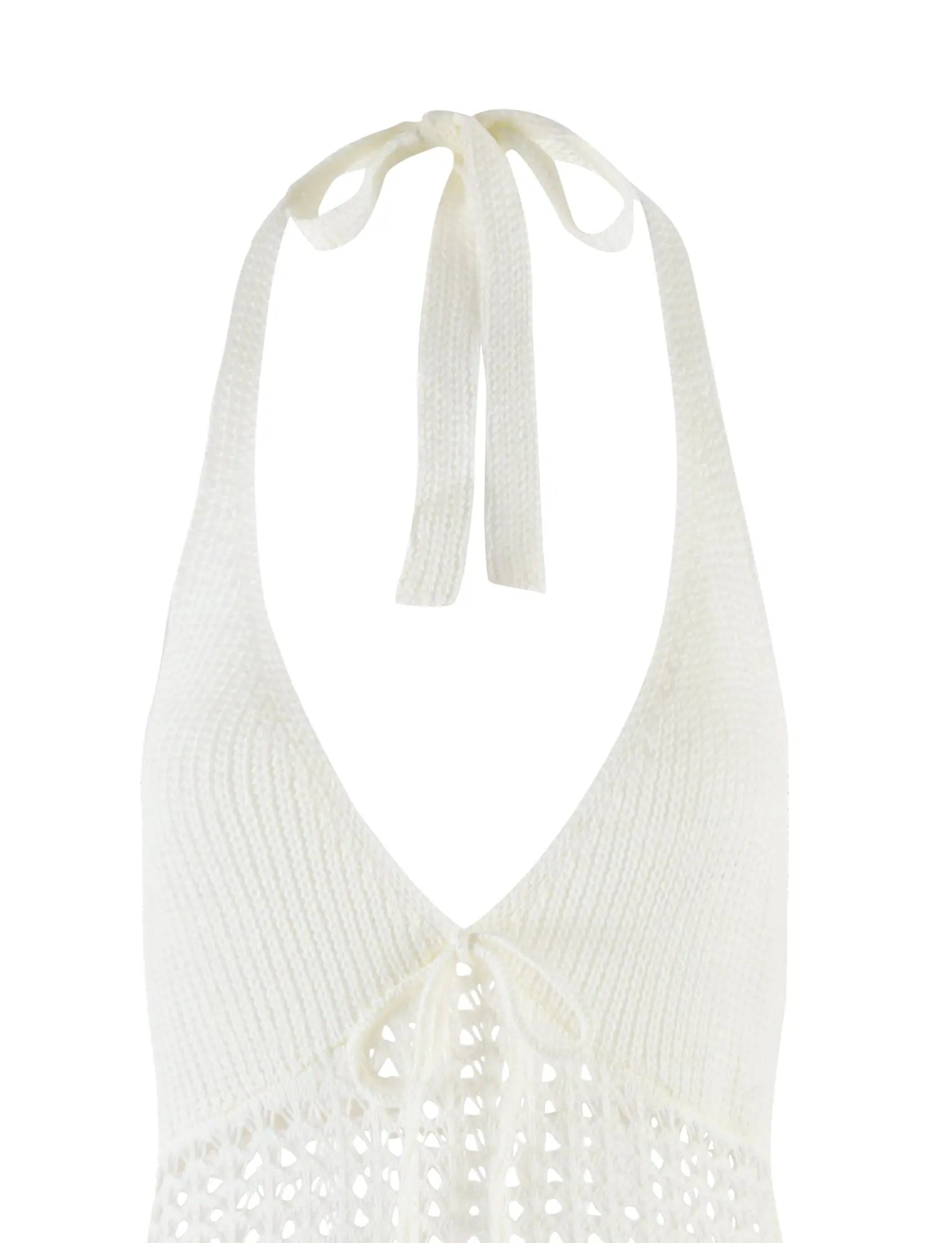 Vestido Mini Blanco Tejido con Amarres Mi tienda