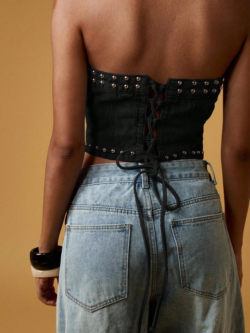 Corset Bandeau Denim Negro Mi tienda