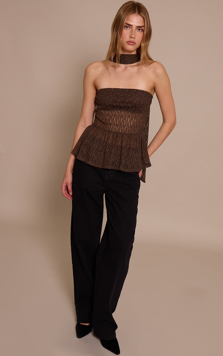 Top Bandeau Encaje Chocolate Mi tienda