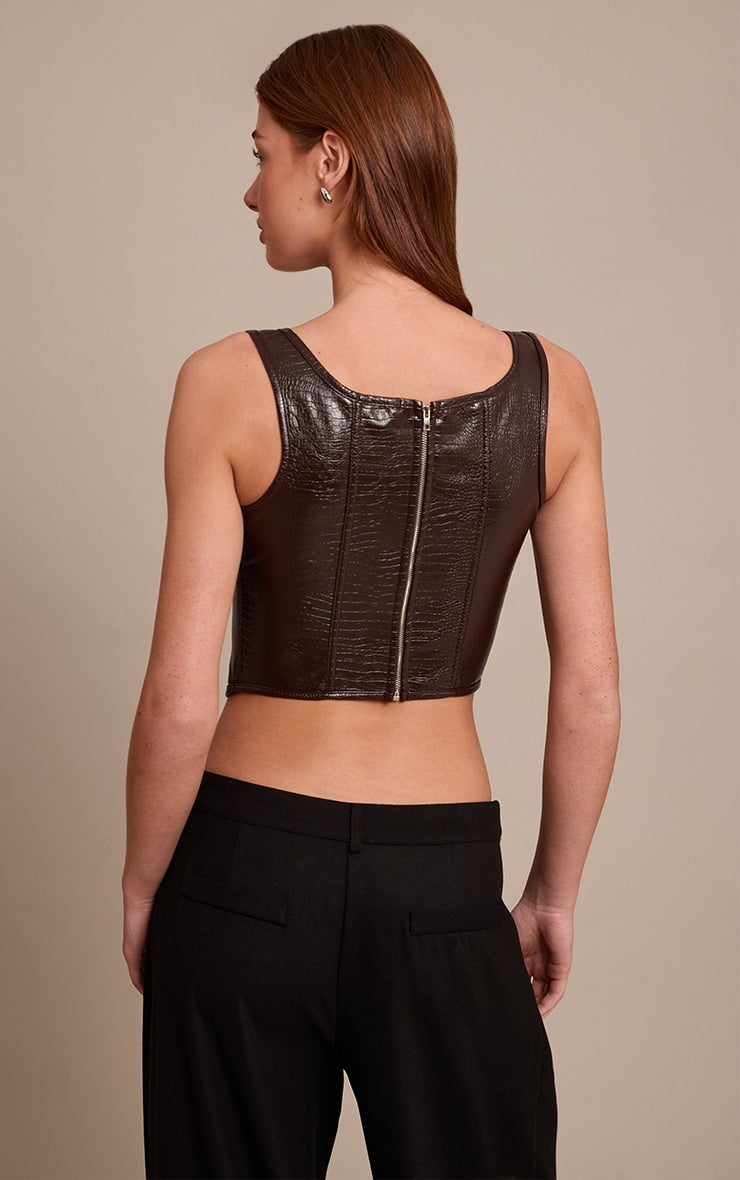 Corset Cuero Sintético Chocolate Mi tienda