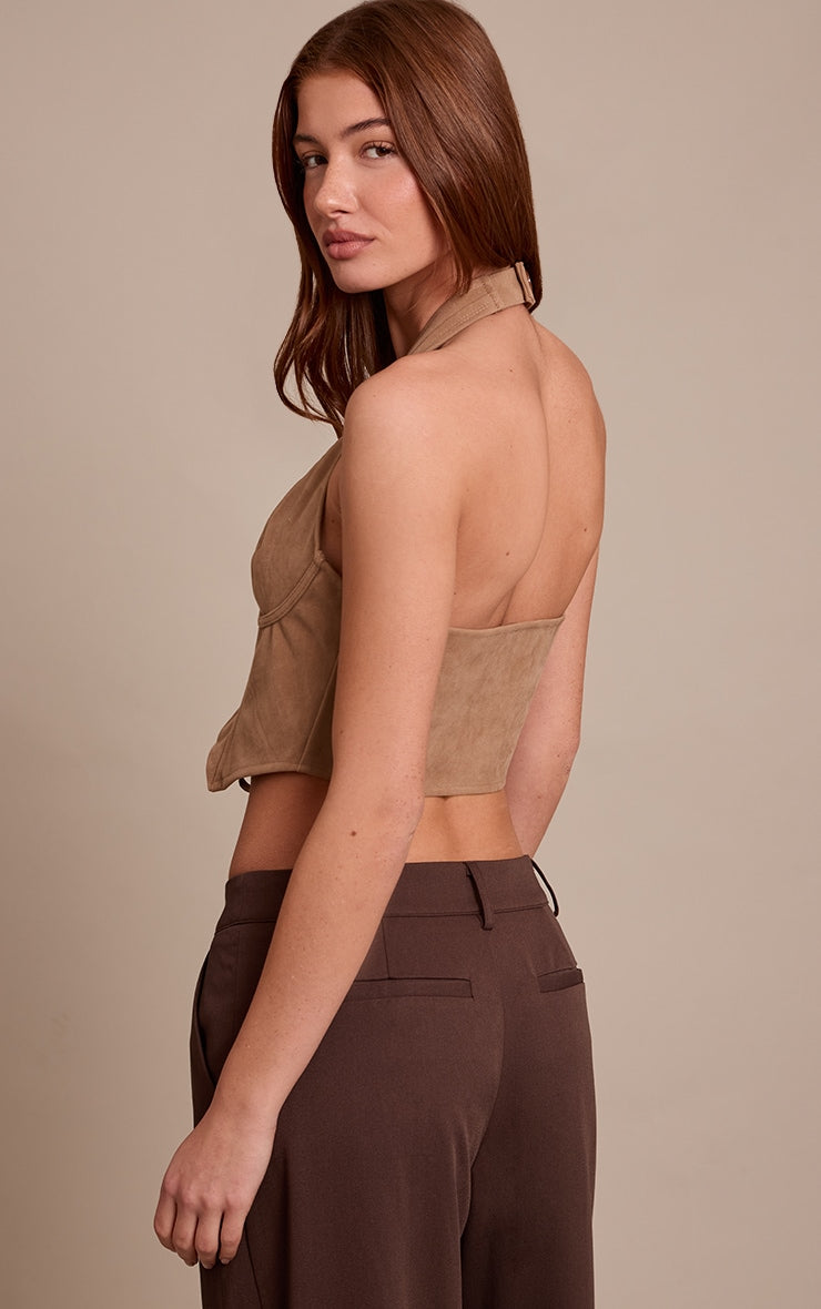 Corset Halter Beige Gamuza Mi tienda