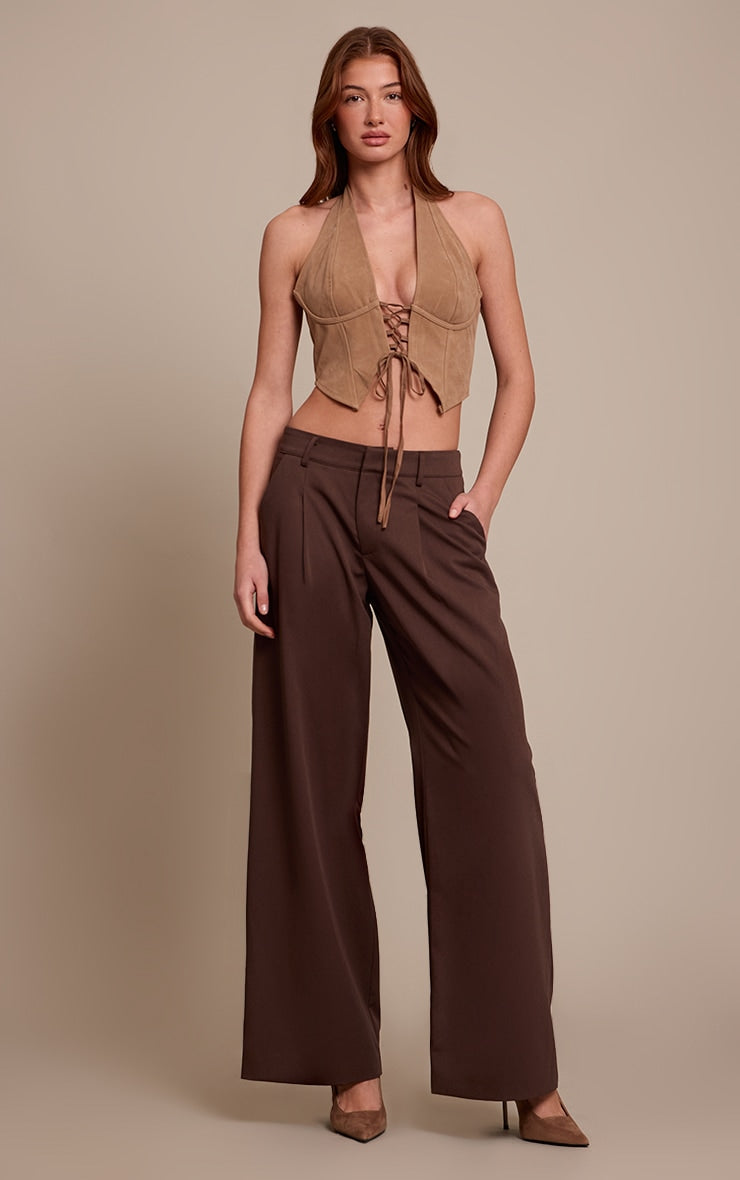 Corset Halter Beige Gamuza Mi tienda