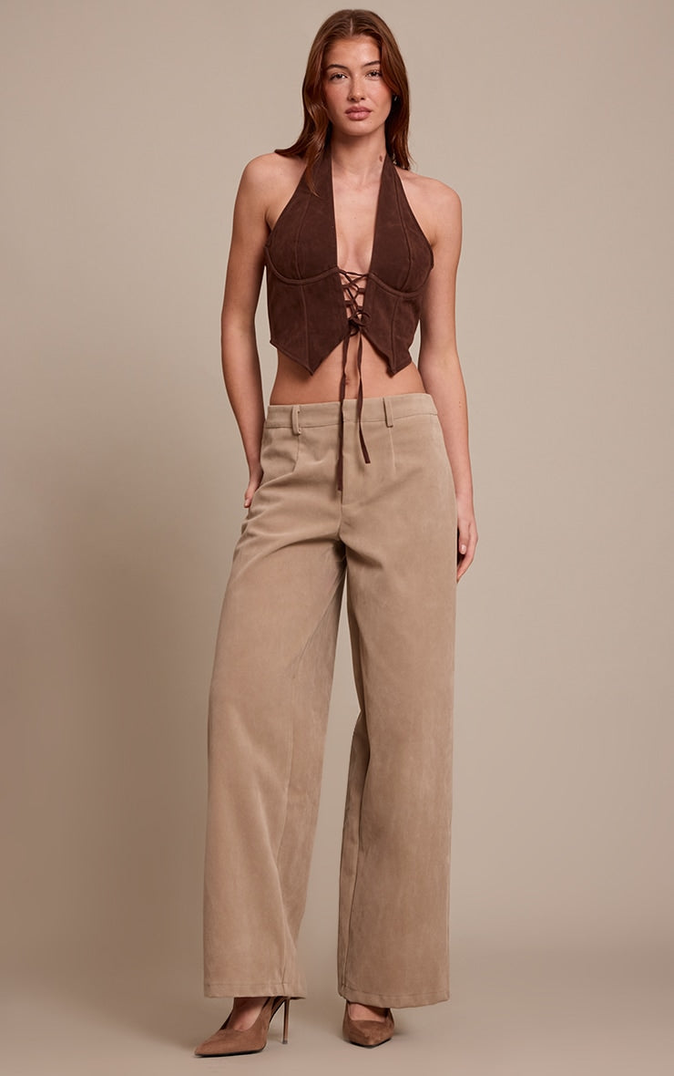 Corset Halter Gamuza Chocolate Mi tienda