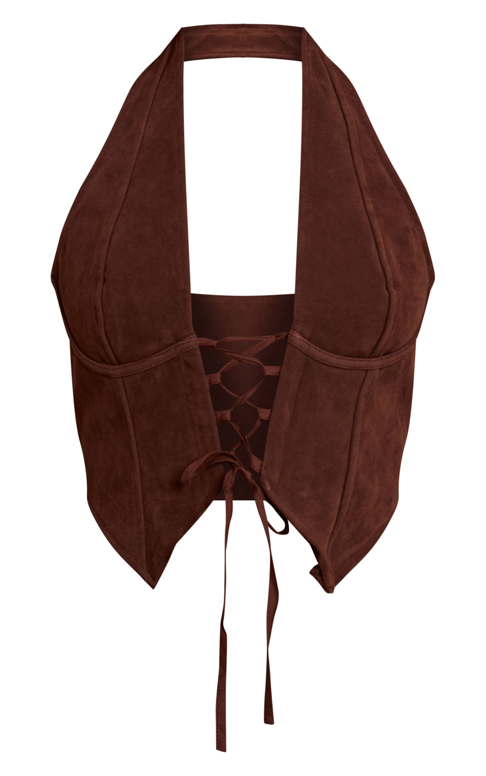 Corset Halter Gamuza Chocolate Mi tienda