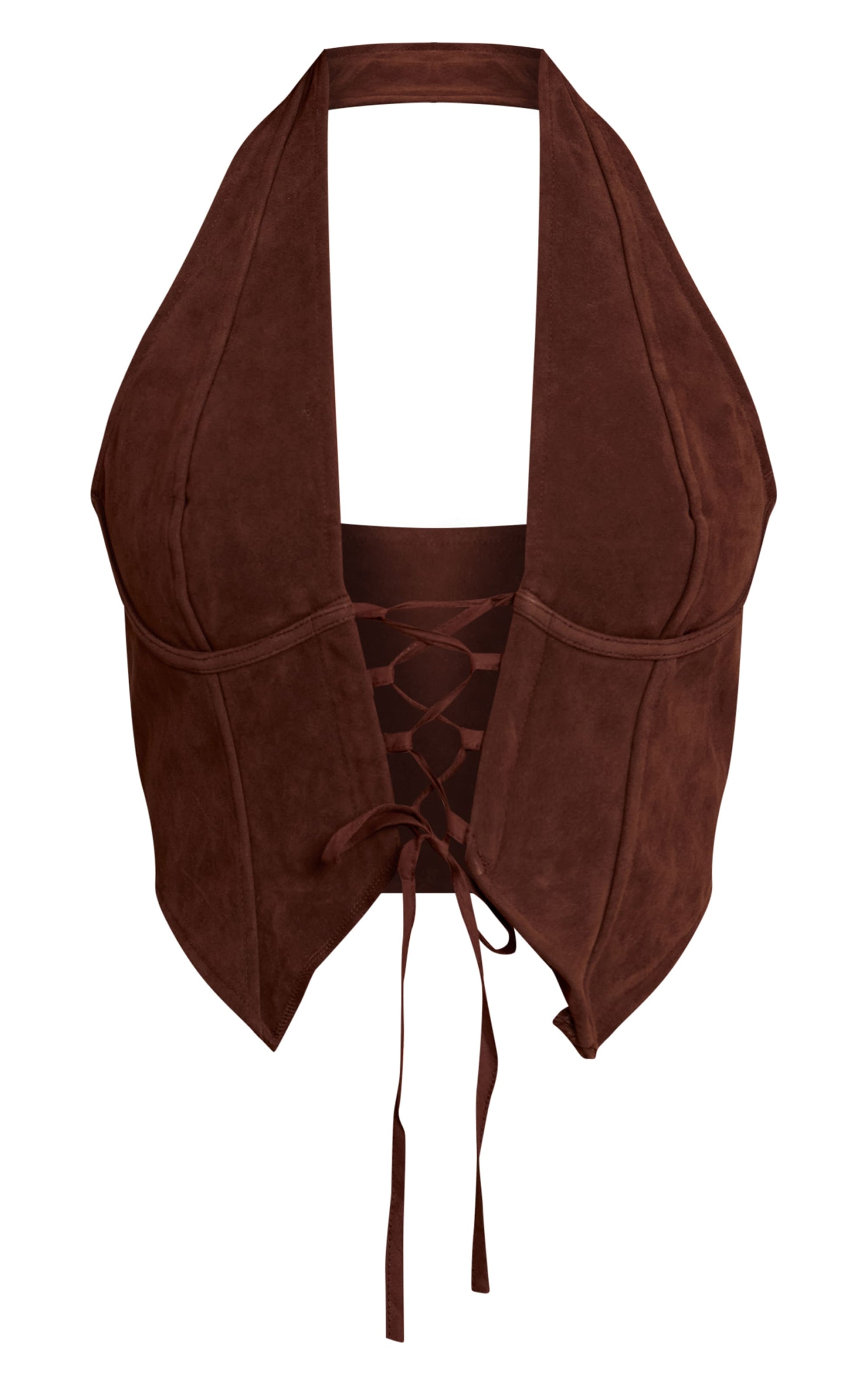 Corset Halter Gamuza Chocolate Mi tienda