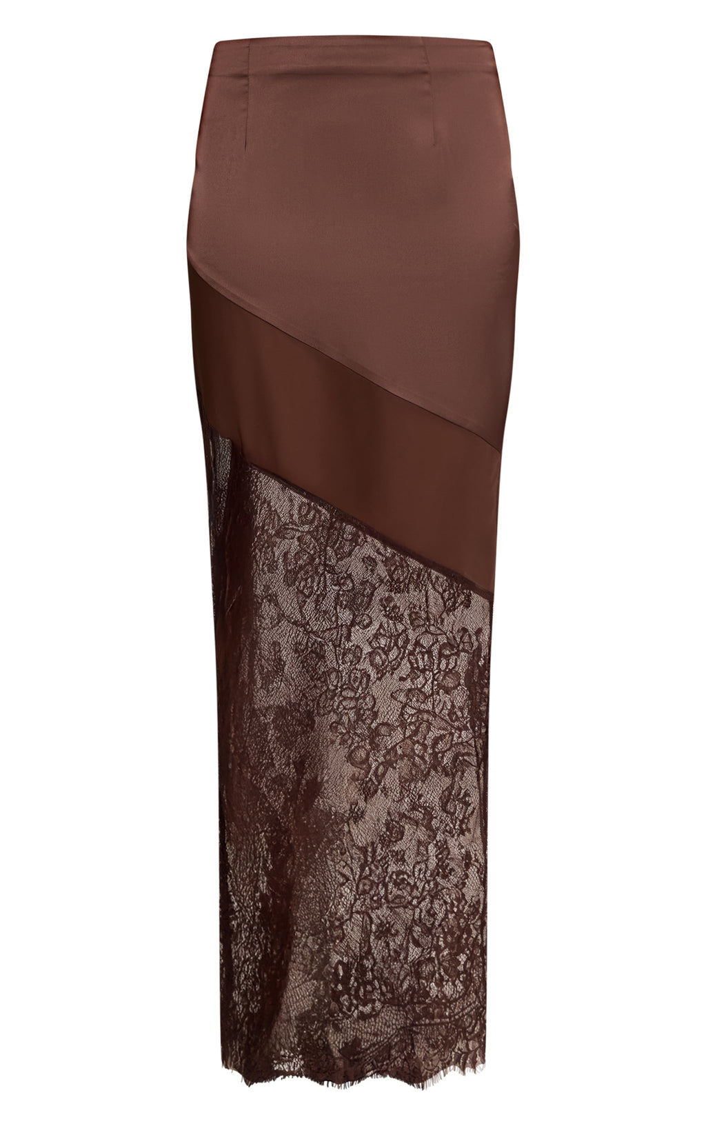 Falda Maxi Satinada Chocolate V E L T