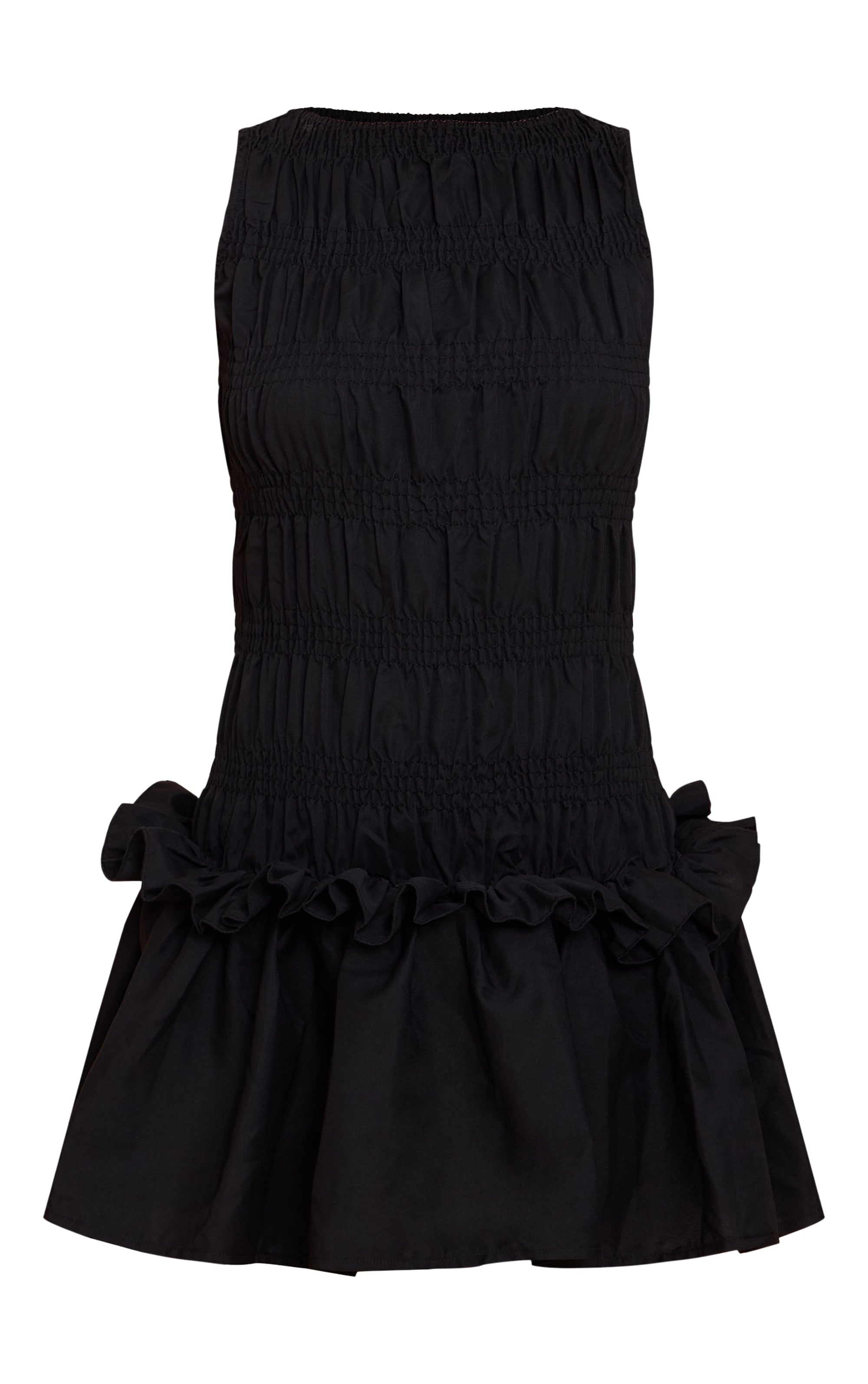 Vestido Negro Fruncido Volantes