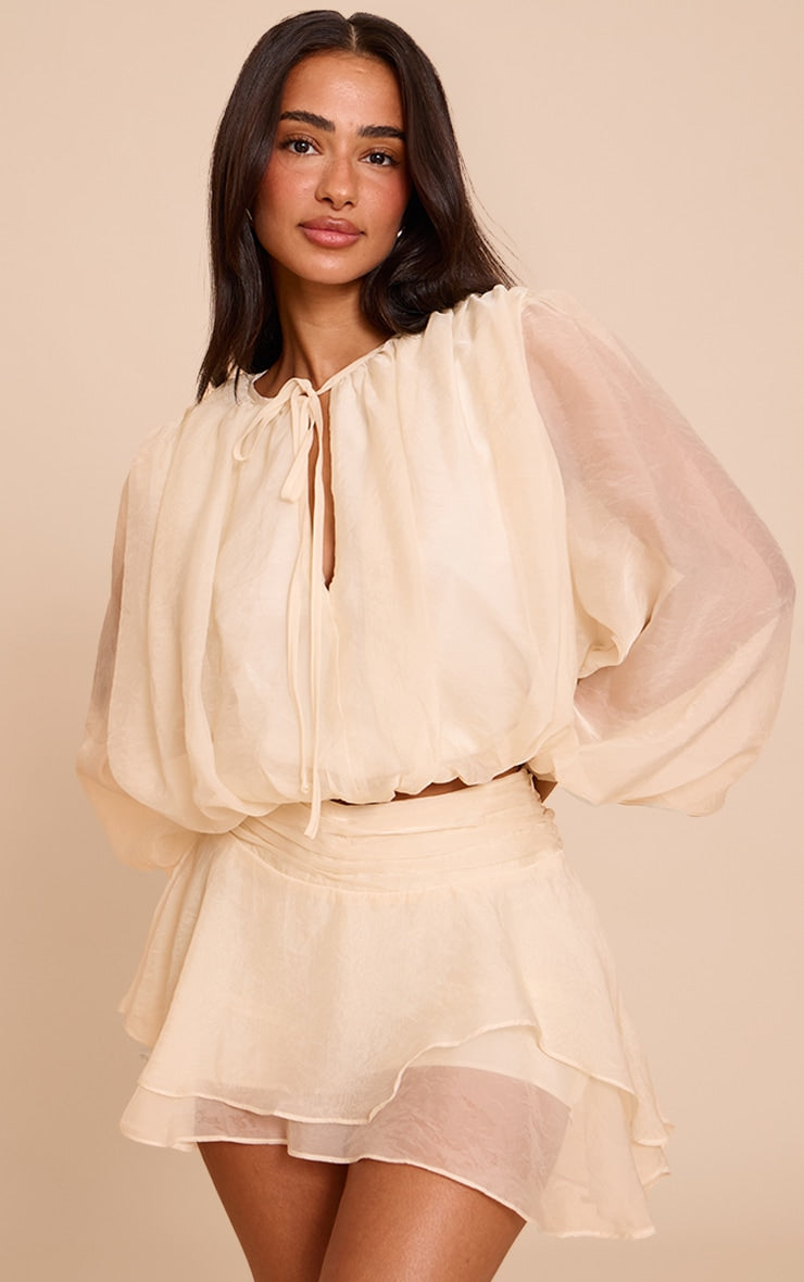 Vestido Beige Corto Transparente