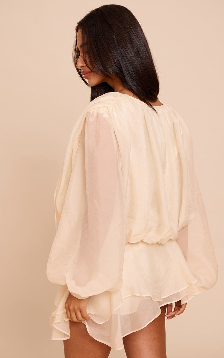 Vestido Beige Corto Transparente