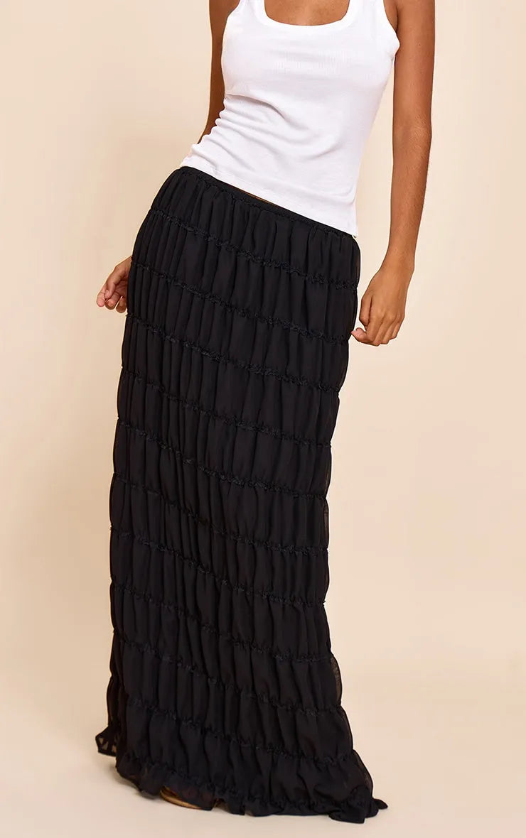 Falda Texturizada Máxima Negra Mi tienda