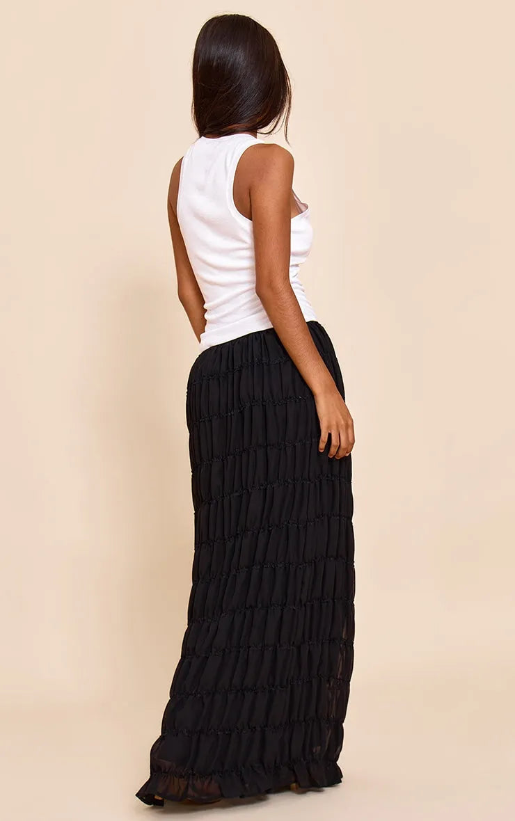 Falda Texturizada Máxima Negra Mi tienda