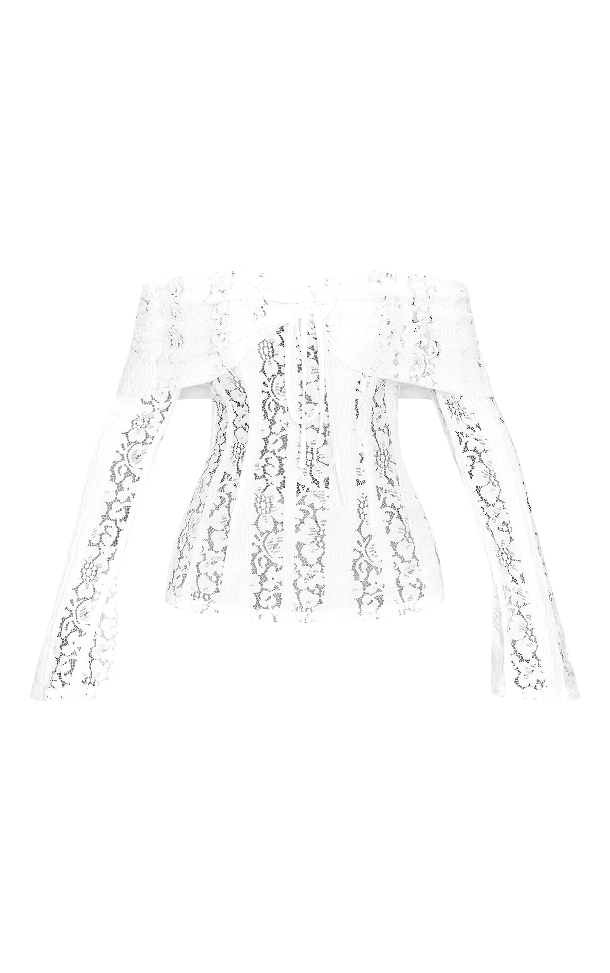 Camiseta Encaje Blanca Manga Larga